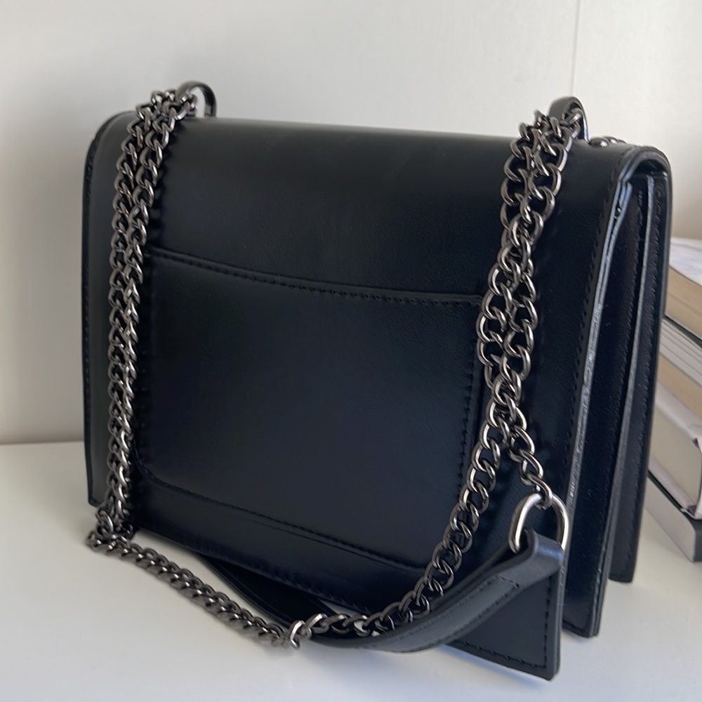 Studded Black Leather Crossbody Bag - Women's Shoulder Purse - Picture 8 of 9